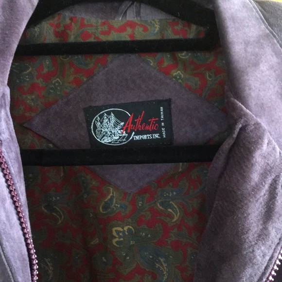 Women’s Mauve Leather Suede Bomber Style Jacket - Picture 5 of 8